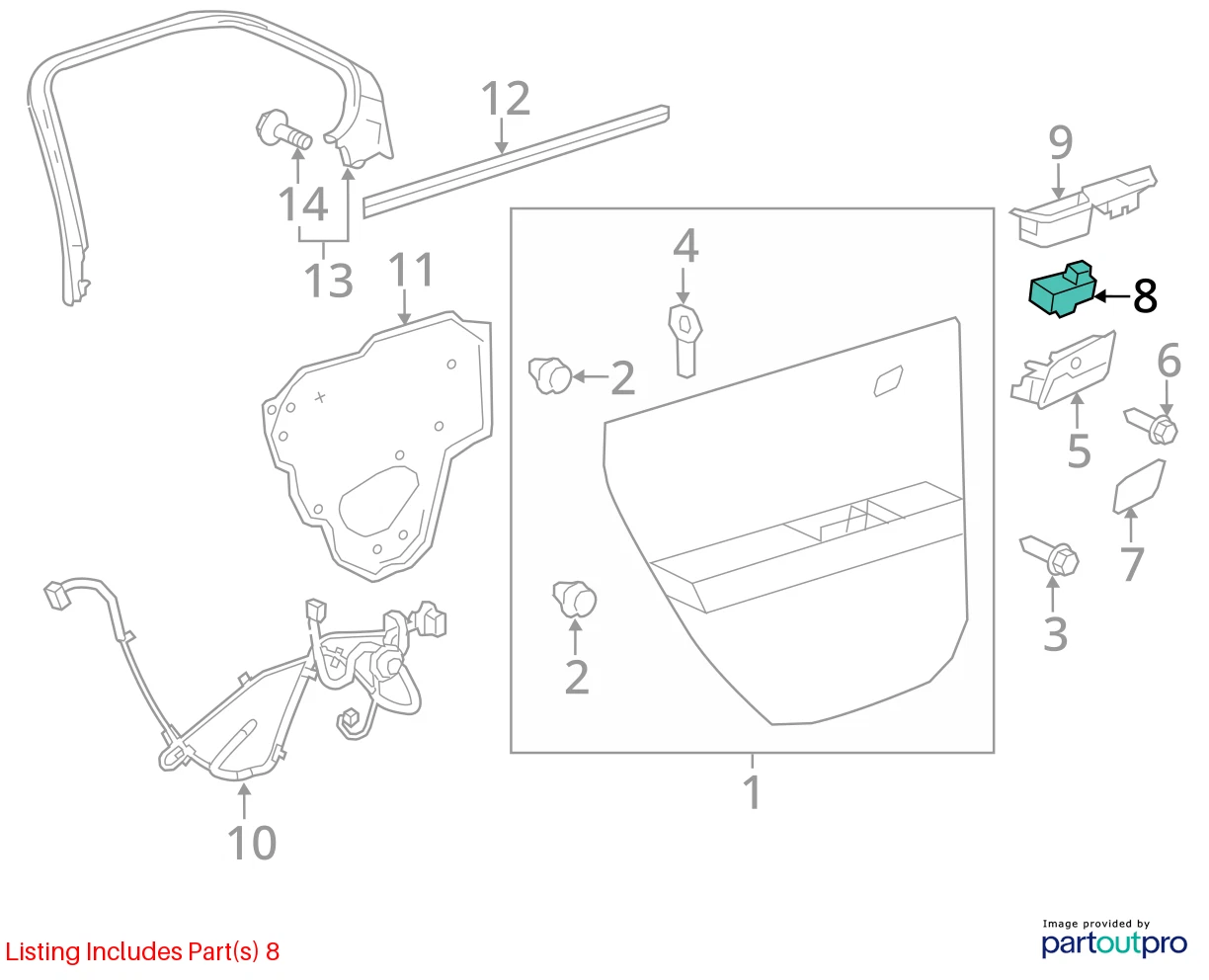 2013-2015 CHEVROLET MALIBU REAR LEFT SIDE DOOR WINDOW CONTROL SWITCH 20933566
