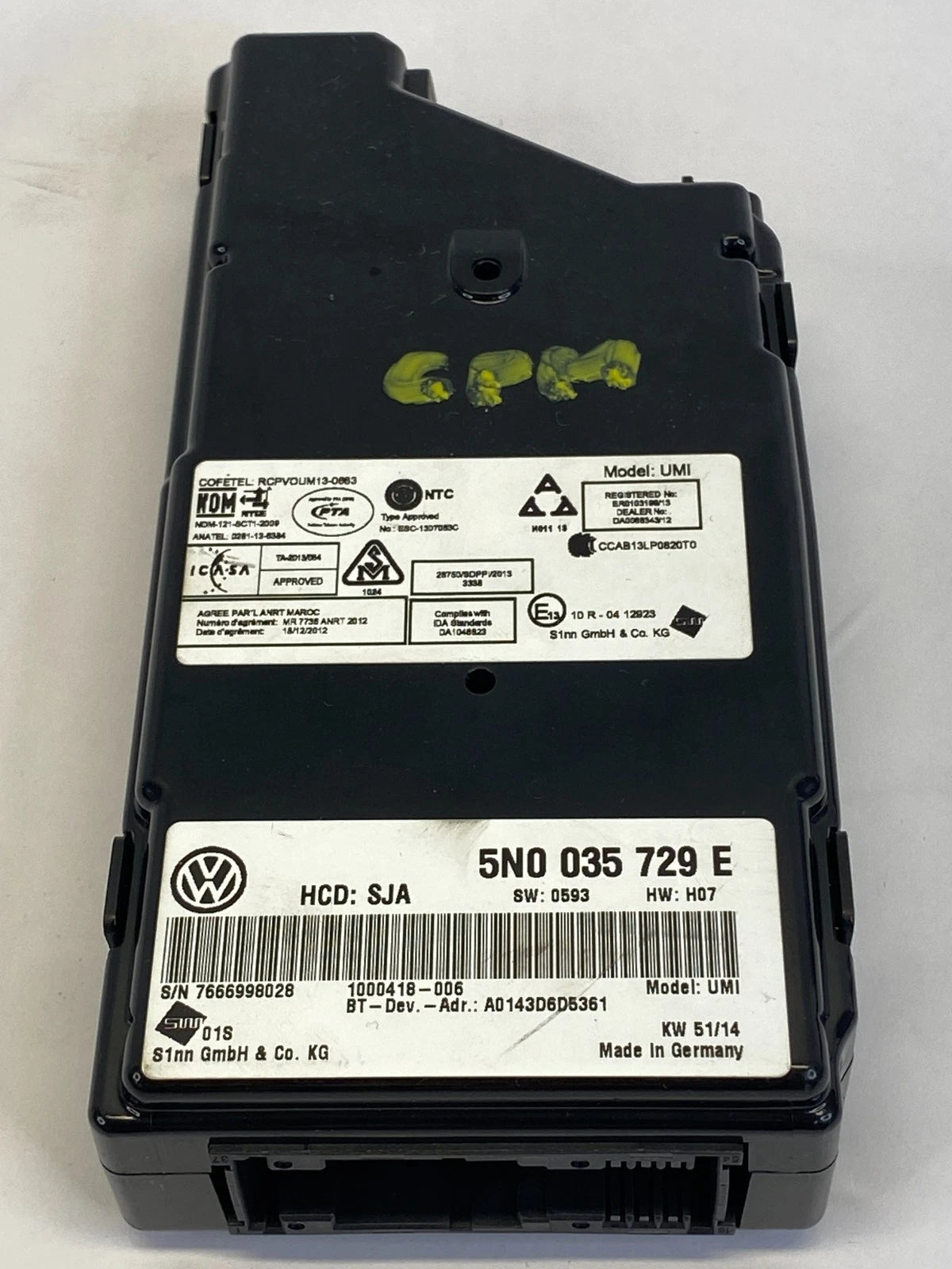 2011-2015 VW PASSAT BEETLE MDI INTERFACE BLUETOOTH CONTROL UNIT 5N0035729E OEM
