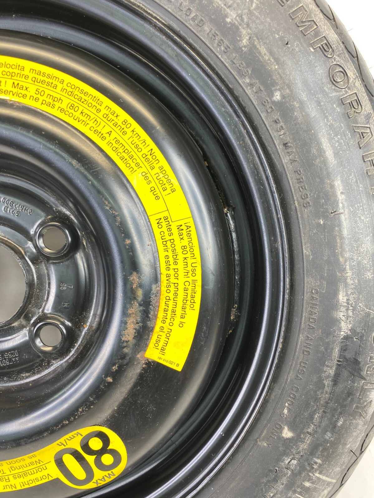 1999-2001 Audi A4 Emergency Spare Tire Wheel Compact Donut T125/90R15 96M