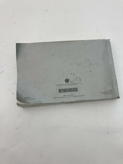 02 2002 Acura MDX Owner's Manual Guide Book OEM