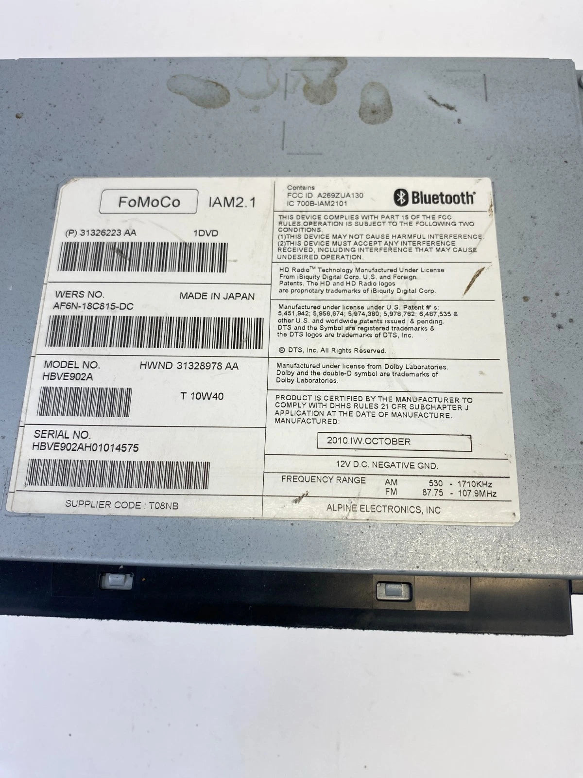 2011-2013 Volvo S60 CD DVD PLAYER RADIO AUDIO MEDIA RECEIVER UNIT 31326223 OEM