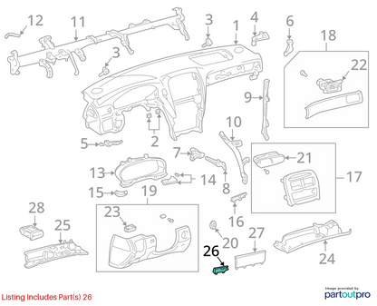1995-2000 LEXUS LS400 FRONT UPPER DOOR PLATE INSTRUMENT LID COVER 55445-50010