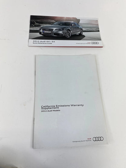 2012 AUDI A4 QUATTRO OWNERS MANUAL QUICK REFERENCE WARRANTY GUIDE SET W/ CASE