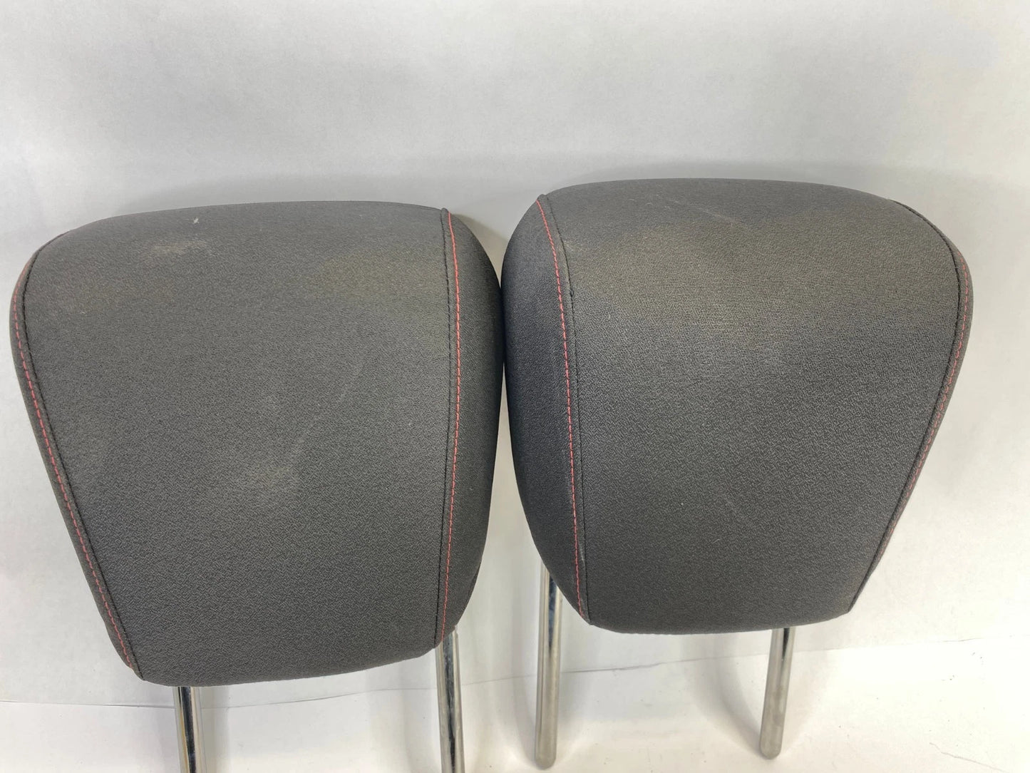 2010-2017 CHEVROLET EQUINOX PAIR CLOTH SEAT HEADRESTS RED STITCH FR OEM FACTORY
