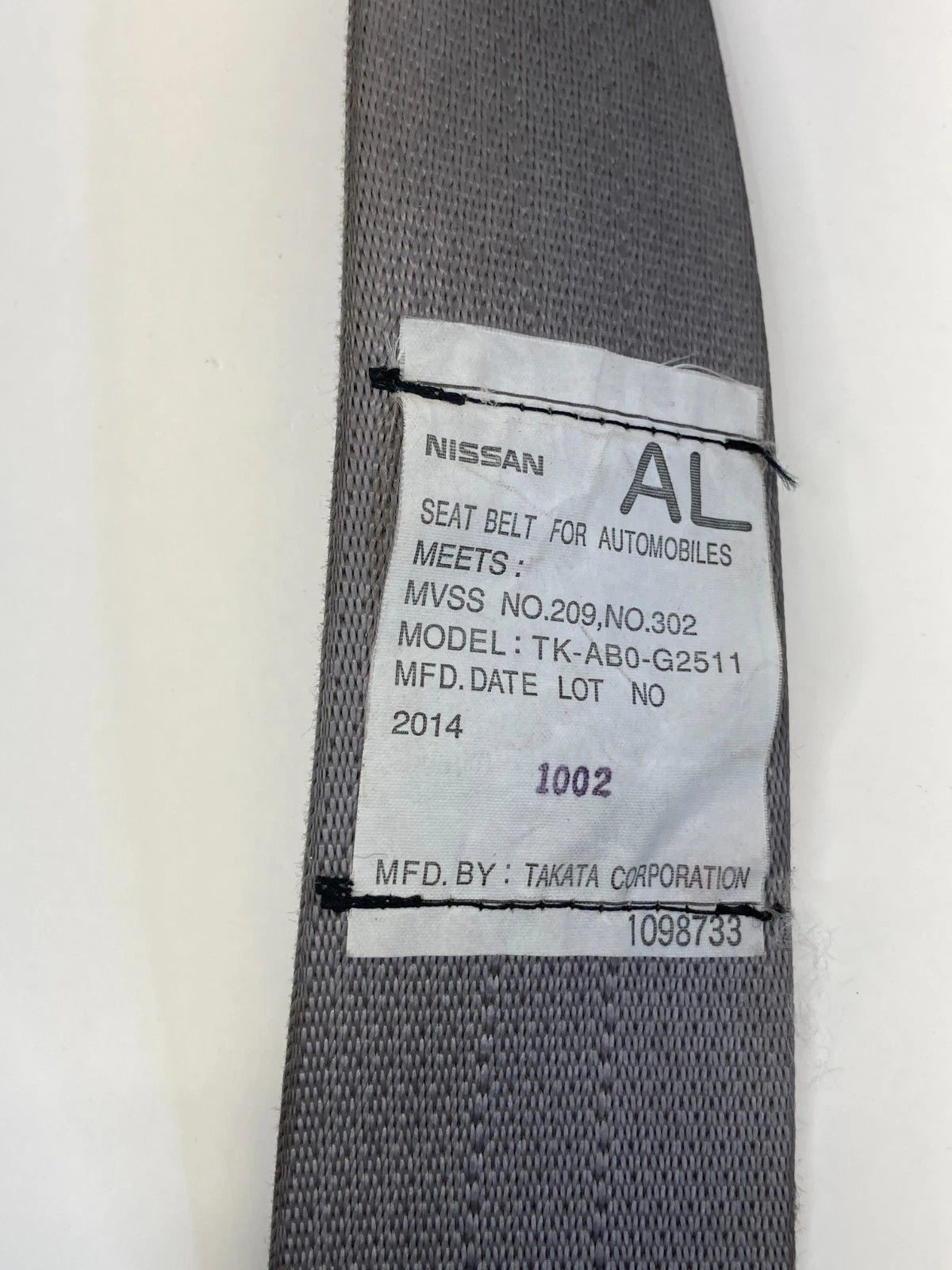 2011-2017 Nissan Quest Rear Left Side Seat Belt Retractor Assembly Gray OEM