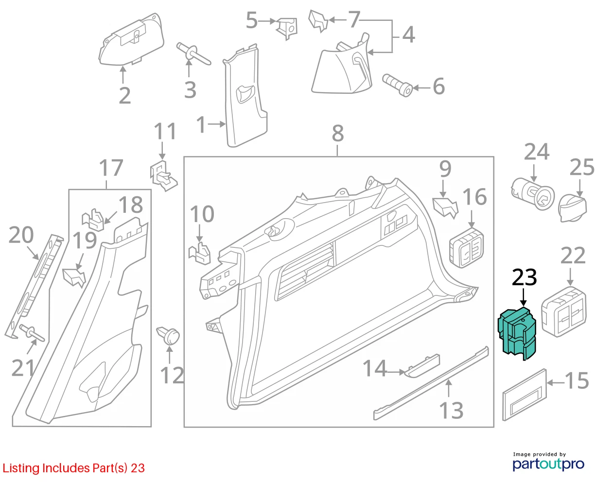 2011-2014 VOLKSWAGEN TOUAREG REAR SEAT ADJUST SWITCH RIGHT OEM FACTORY 7P6959519