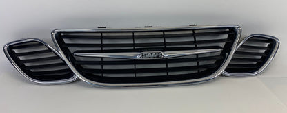 2003-2007 Saab 9-3 Sedan Front Bumper Radiator Center Grille Set of 3 OEM