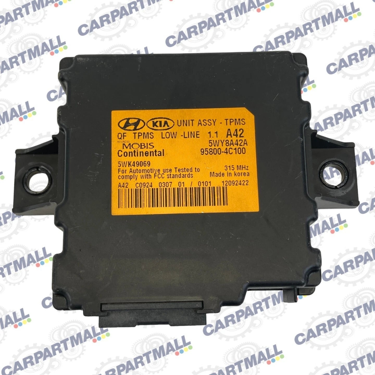 2012 2013 KIA OPTIMA 2.4L SEDAN TIRE PRESSURE MONITOR CONTROL MODULE 95800-4C100