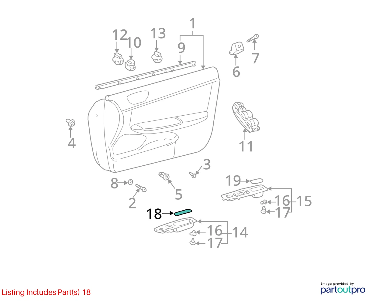 2002-2006 TOYOTA CAMRY FRONT RIGHT DOOR ARMREST MAT LINER INSERT 74243-AA010 OEM