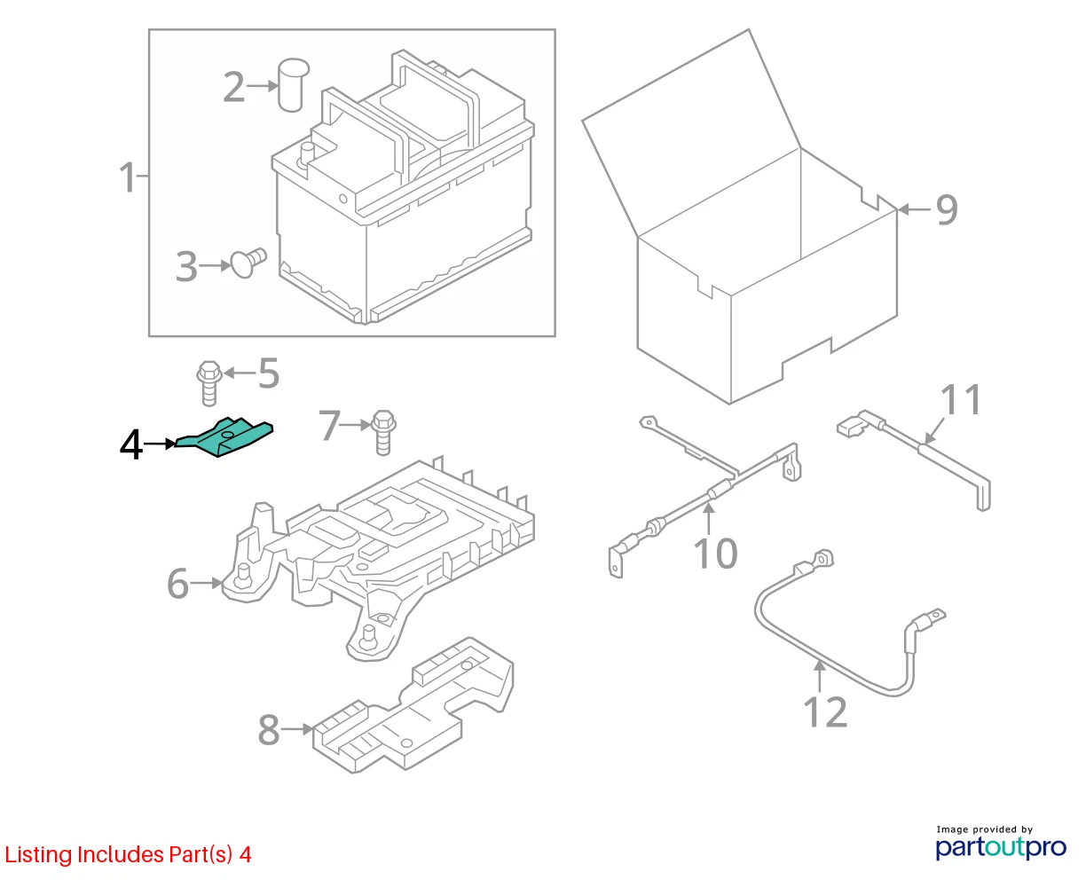 2009-2017 VOLKSWAGEN TIGUAN BATTERY HOLDER HOLD DOWN BOLT CLAMP BRACKET SUPPORT