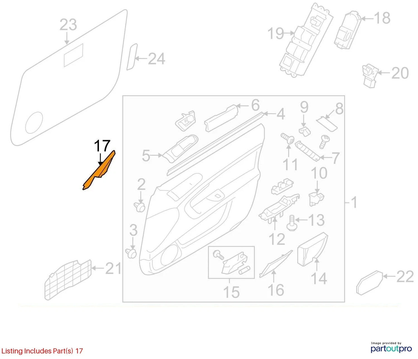 2005-2009 SUBARU OUTBACK LEGACY FRONT LH INNER MIRROR TRIM COVER OEM 94251AG05A