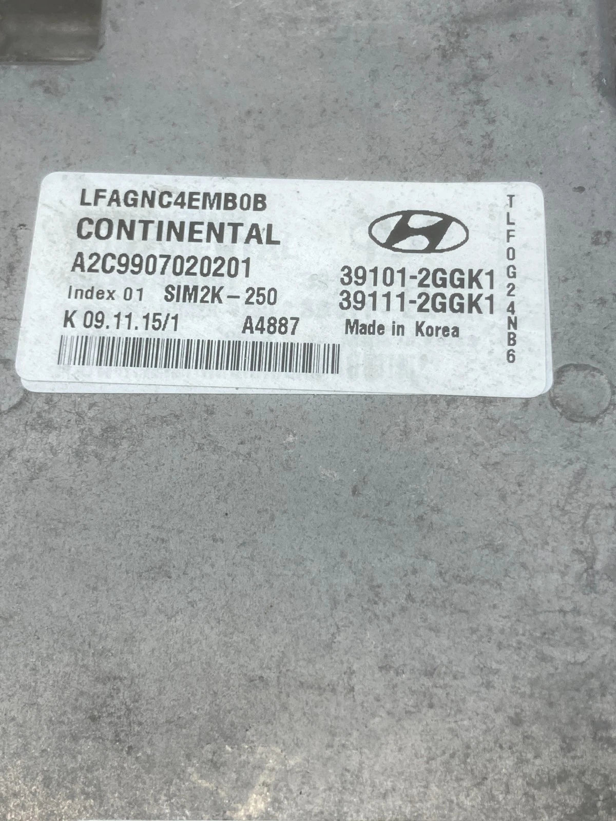 2015-2017 HYUNDAI SONATA 2.4L ENGINE COMPUTER CONTROL MODULE ECU ECM 39101-2GGK1