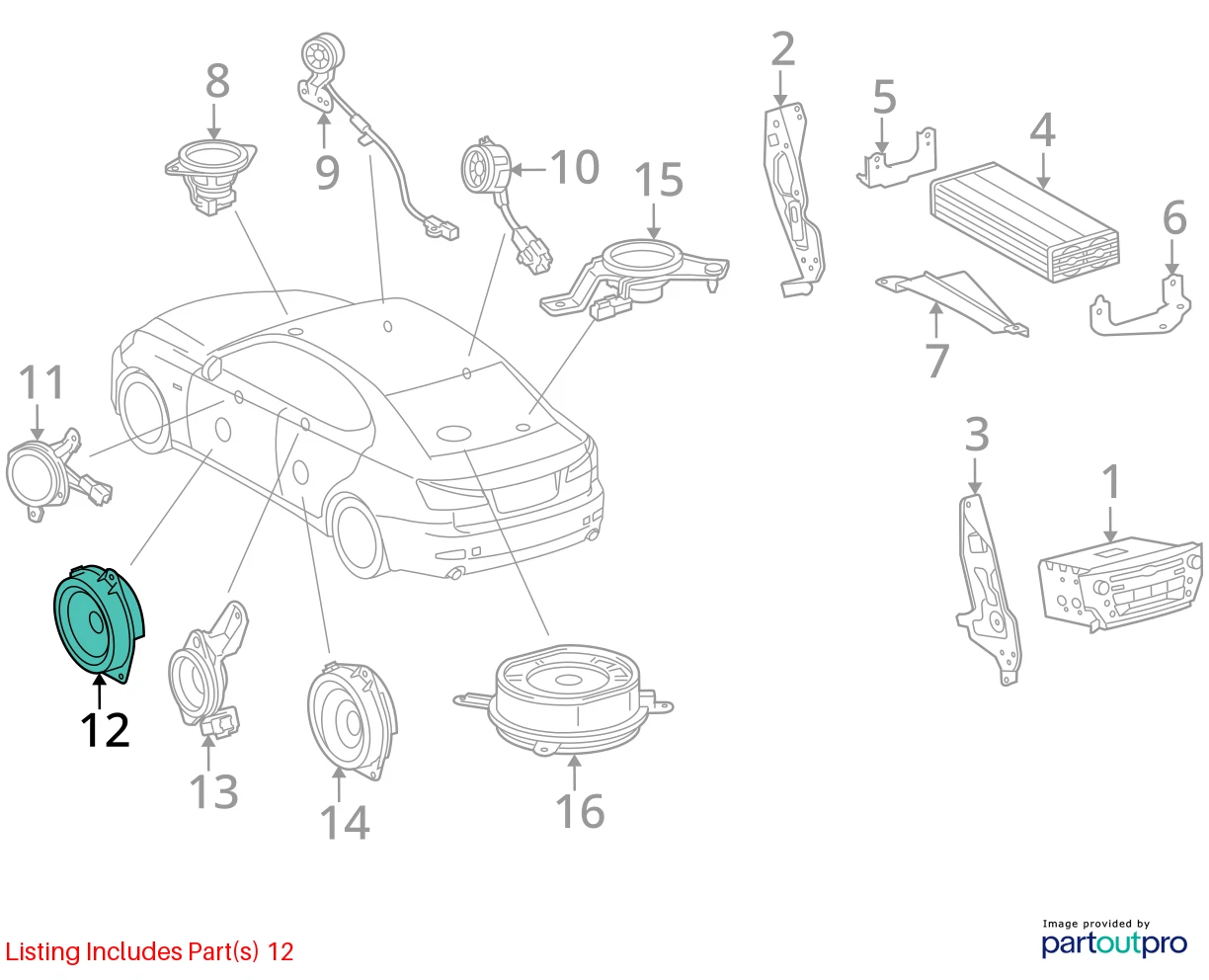 2006-2013 LEXUS IS250 IS350 FRONT LEFT DOOR AUDIO SPEAKER 86160-53210 OEM