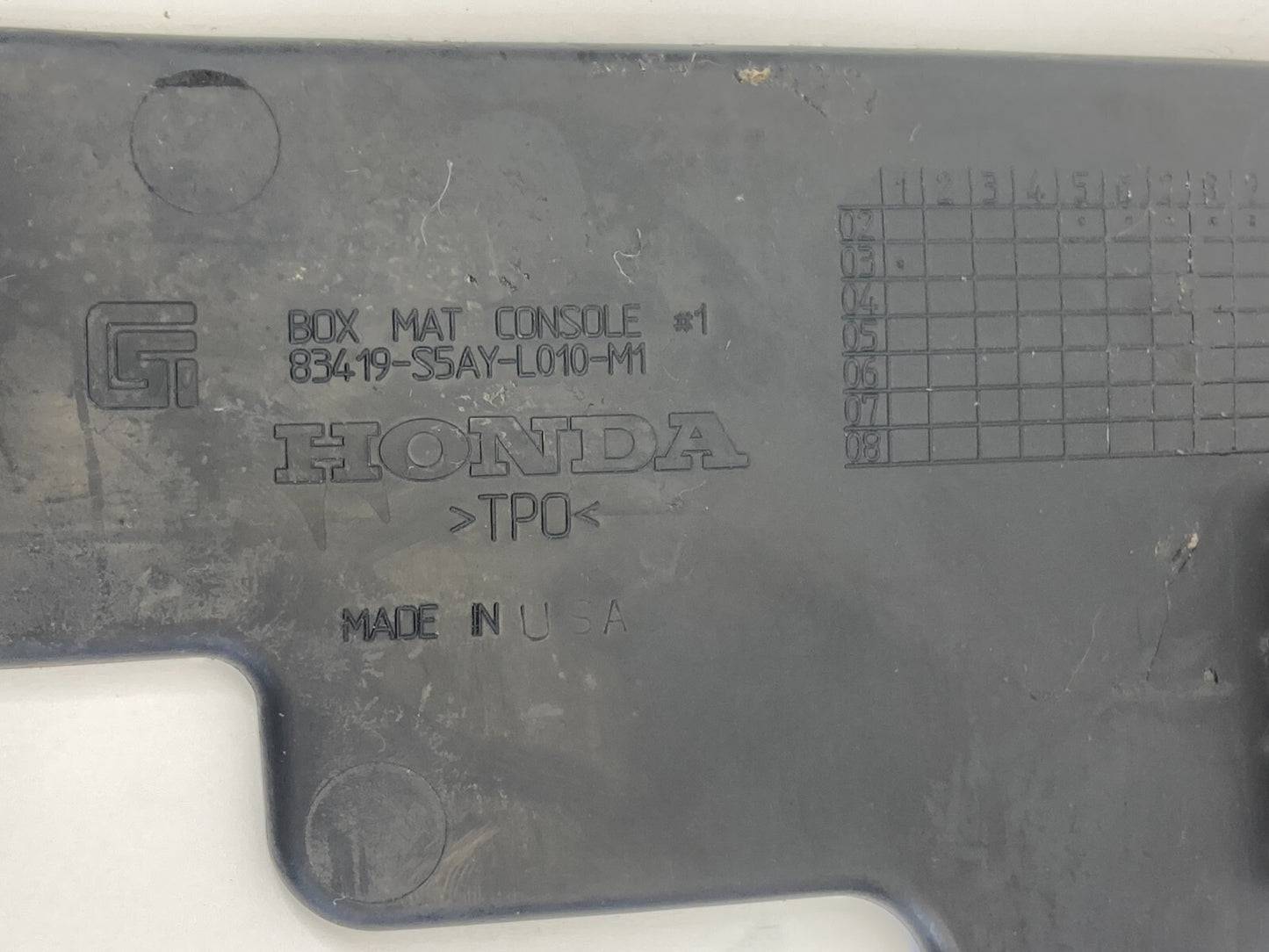 03 04 05 Honda Civic Center Console Arm Rest Inside Liner Mat 83419-S5AY-L010