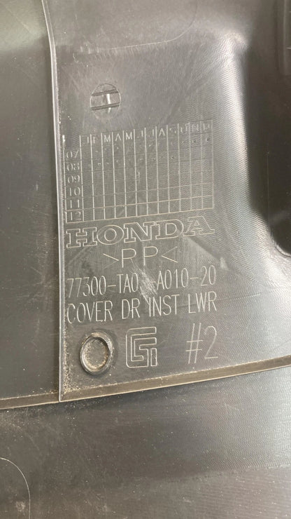 08 09 10 11 12 HONDA ACCORD LEFT SIDE LOWER DASH KNEE BOLSTER TRIM PANEL OEM