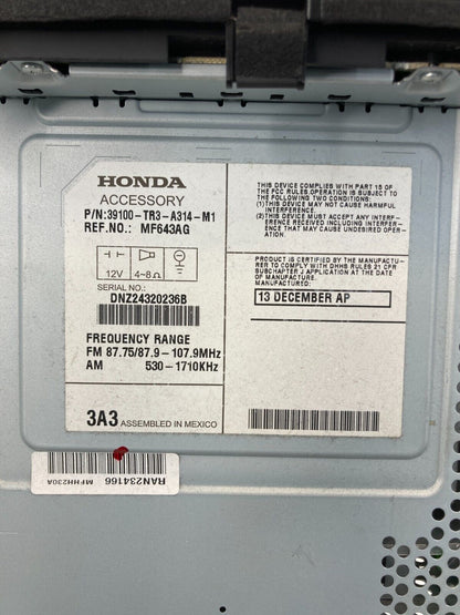 13-15 Honda Civic SEDAN Radio AM/FM Single CD Player 39100-TR3-A314-M1 OEM