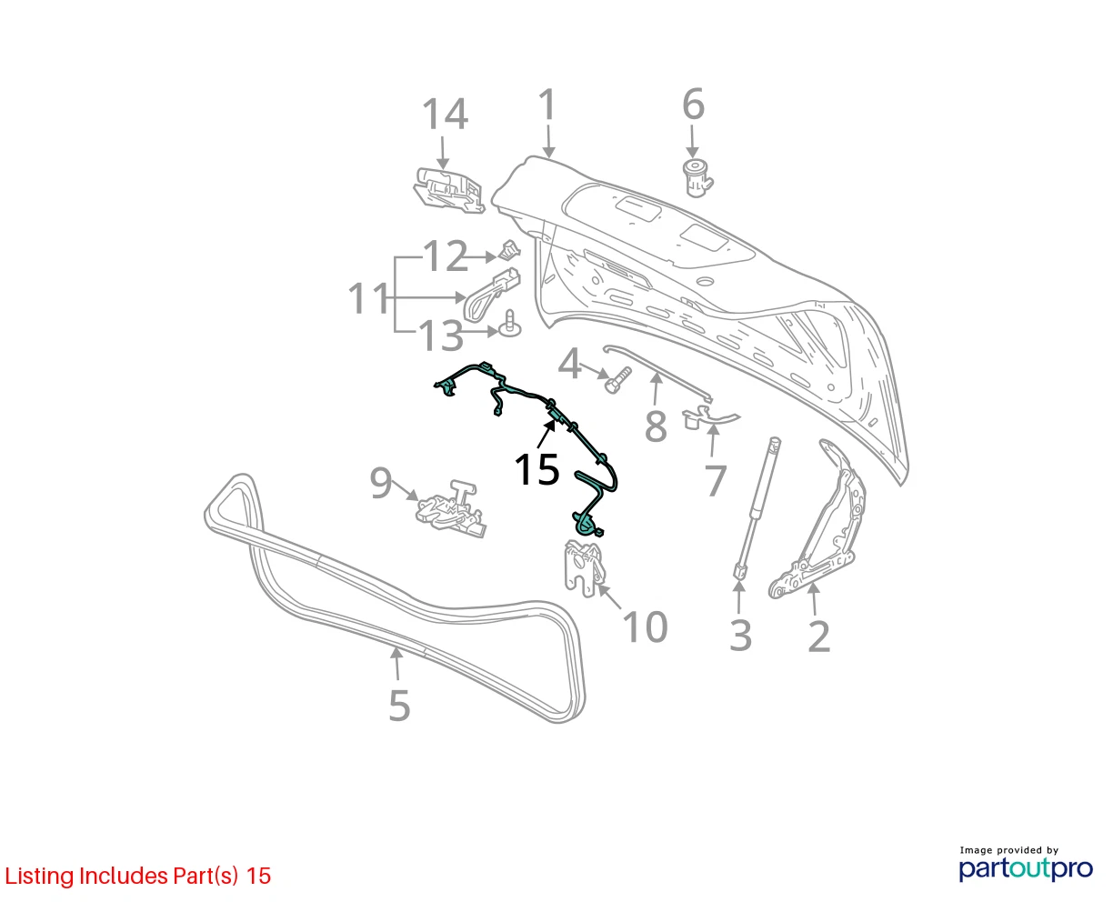 04-08 PONTIAC GRAND PRIX TRUNK LID WIRING HARNESS REAR WIRE LOOM OEM 15221167