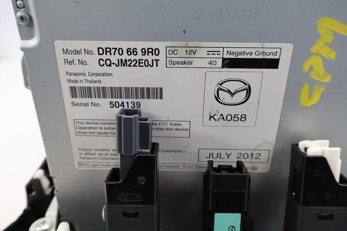 2013 2014 MAZDA2 MAZDA 2 AM/FM RADIO RECEIVER DISC CD PLAYER MP3 WMA DR70-66-9R0