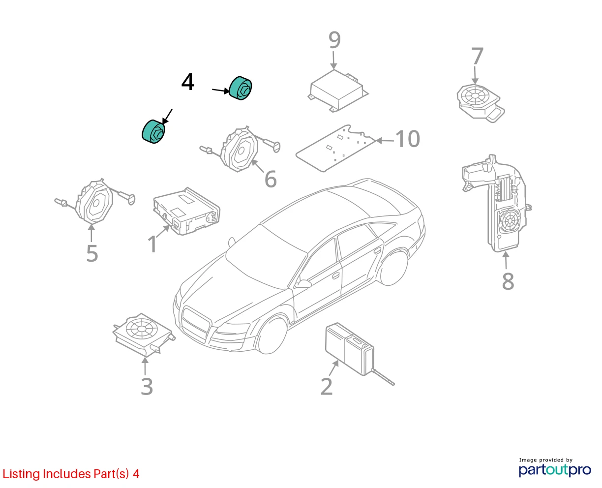 2002-2008 AUDI A4 QUATTRO 04-08 AUDI S4 REAR RIGHT DOOR SPEAKER TWEETER W/COVER