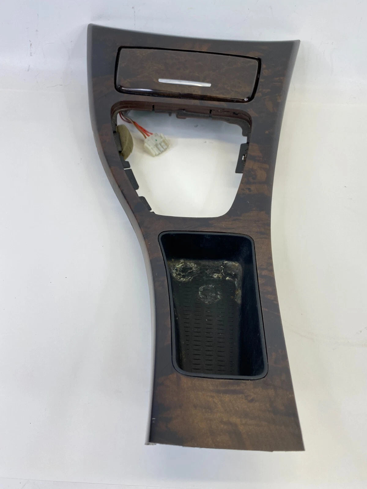 07-12 BMW 328i WALNUT CENTER CONSOLE SHIFT SHIFTER BEZEL PANEL TRIM 7129547 OEM