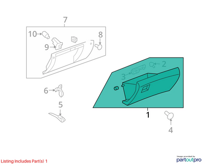 2009-2017 CHEVROLET TRAVERSE DASH GLOVE BOX COMPARTMENT STORAGE 22832085 OEM