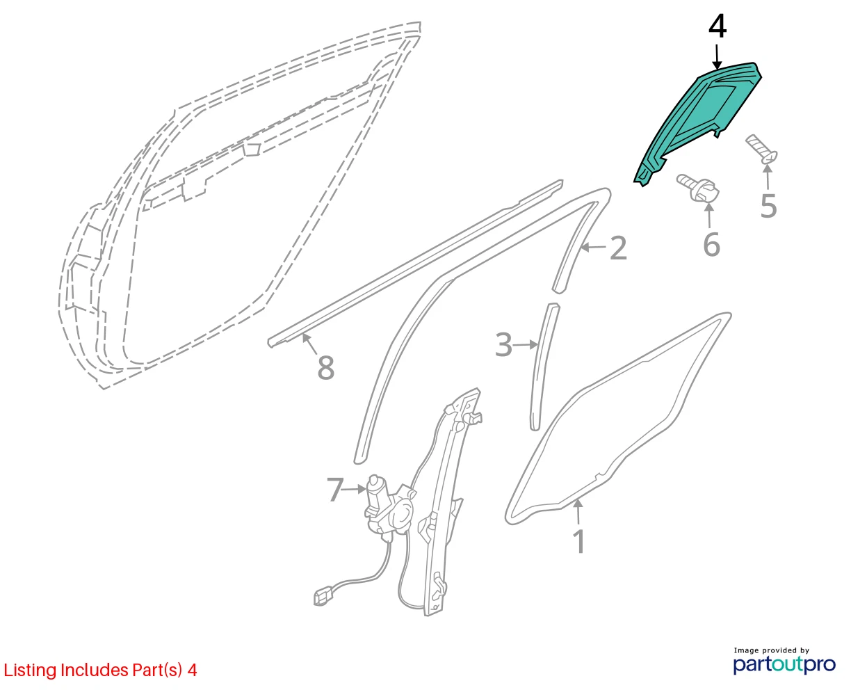 2004-2012 MITSUBISHI GALANT REAR LEFT DOOR WINDOW FIXED VENT GLASS 5740A051 OEM