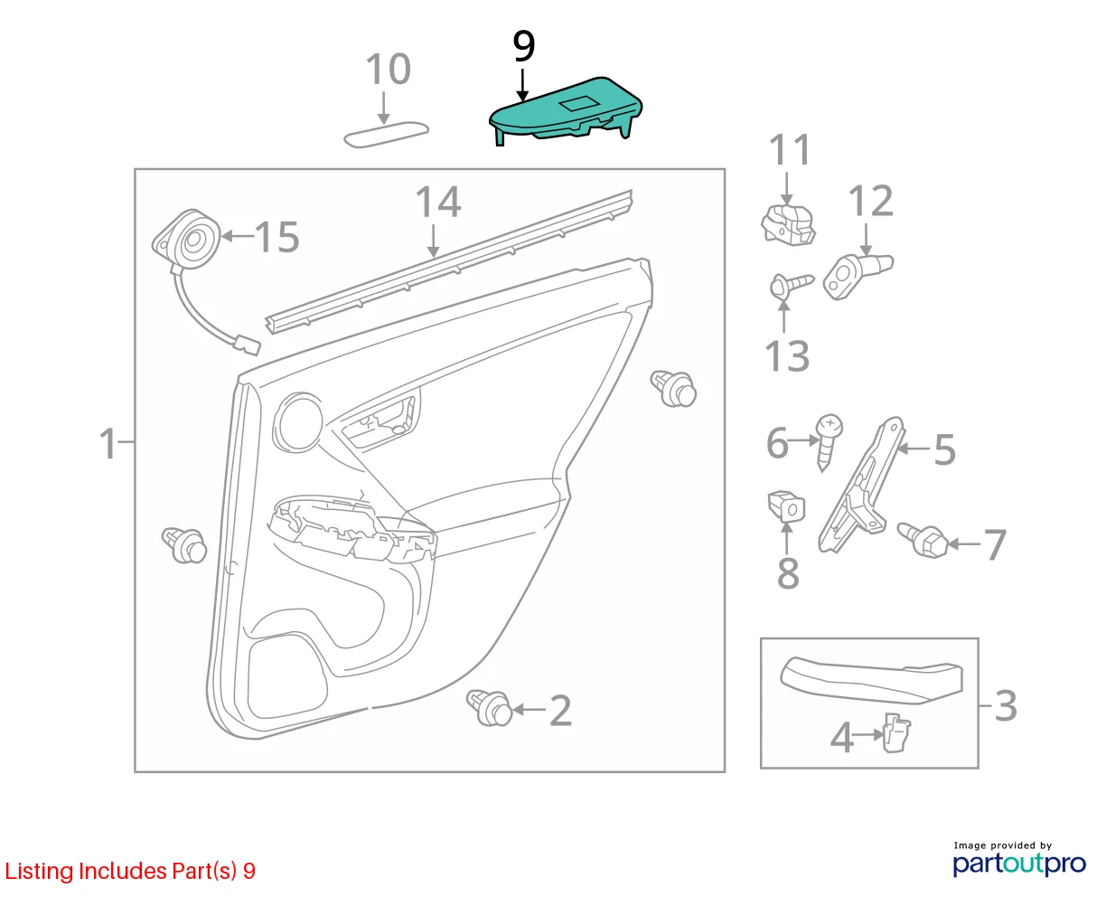 2010-2015 TOYOTA PRIUS REAR LEFT SIDE DOOR POWER WINDOW SWITCH BEZEL 74272-47060