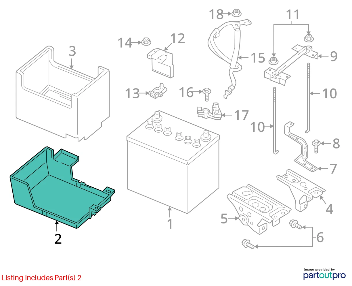 08-17 MITSUBISHI LANCER 08-20 OUTLANDER BATTERY BOX COVER LID CAP 8201A003 OEM