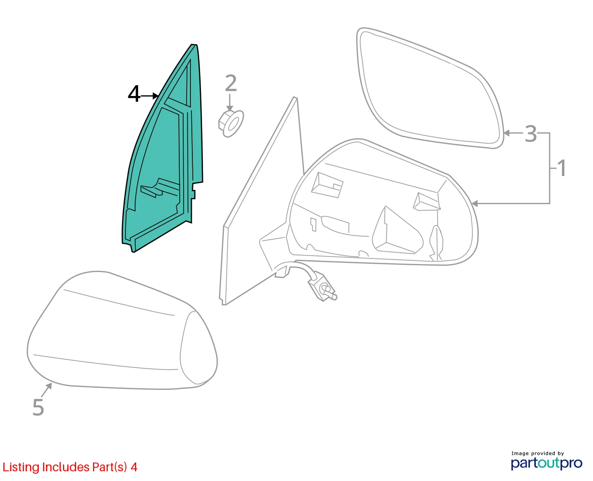 03-07 NISSAN MURANO FRONT RIGHT PASSENGER INNER DOOR MIRROR COVER 80292-CA000