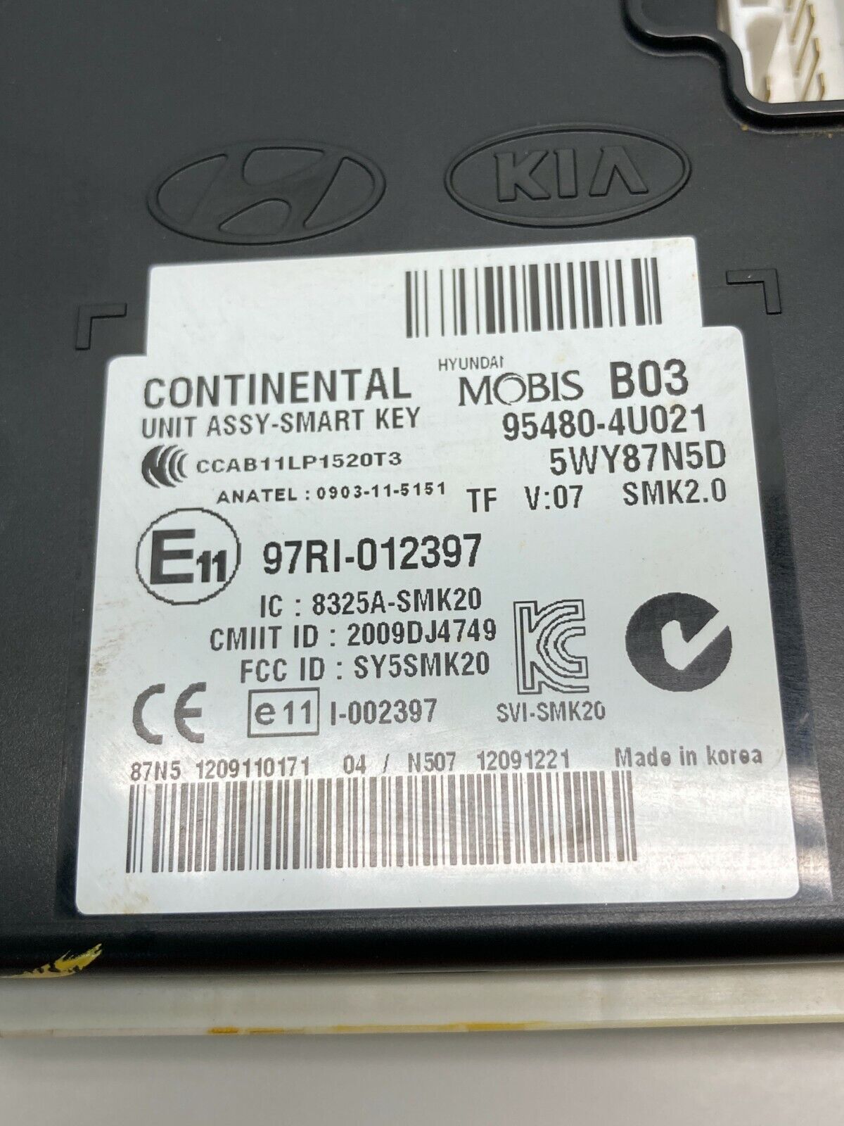 2011-2013 Kia Optima Hybrid Sedan 2.4L L4 Keyless Entry Theft Module 95480-4U021