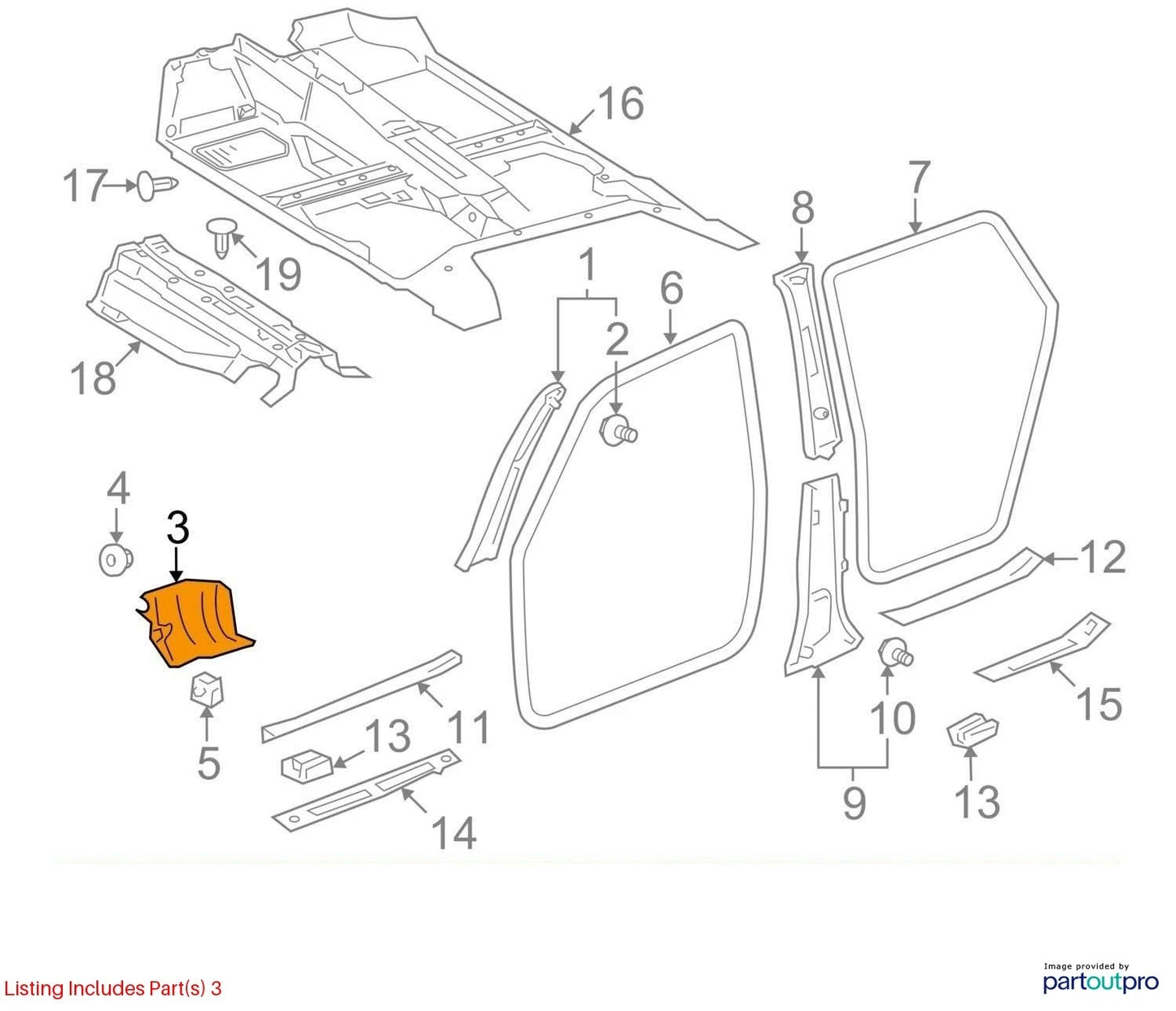 2003-2008 TOYOTA COROLLA RIGHT PASSENGER KICK COWL PANEL COVER TRIM 62111-02100