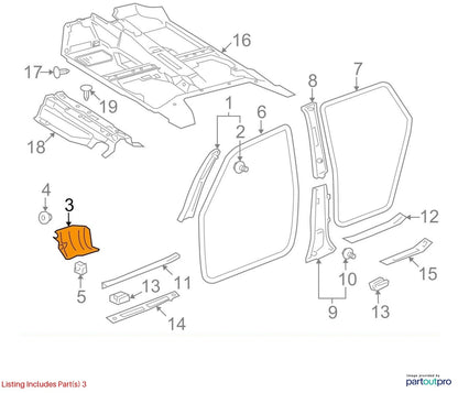 2003-2008 TOYOTA COROLLA RIGHT PASSENGER KICK COWL PANEL COVER TRIM 62111-02100
