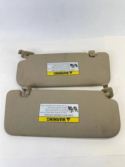 12 13 HYUNDAI ACCENT SUNVISOR LEFT & RIGHT SIDE VANITY W CLIPS PAIR SET BEIGE