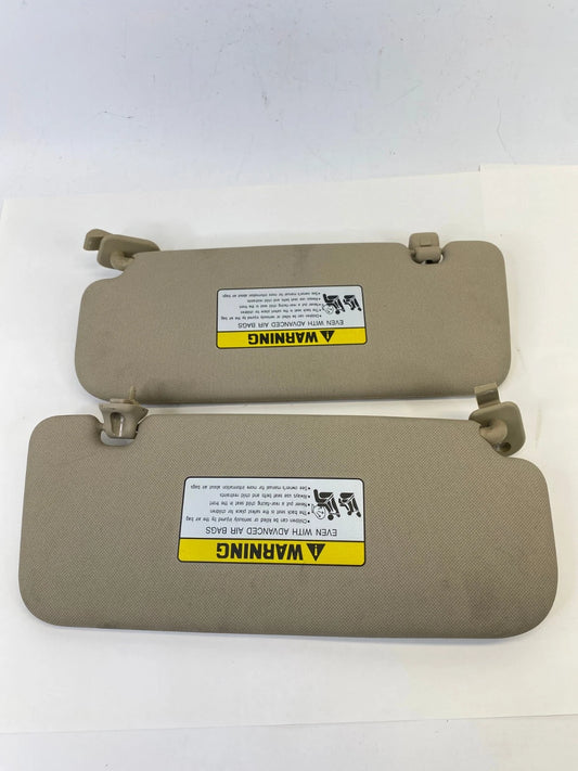 12 13 HYUNDAI ACCENT SUNVISOR LEFT & RIGHT SIDE VANITY W CLIPS PAIR SET BEIGE