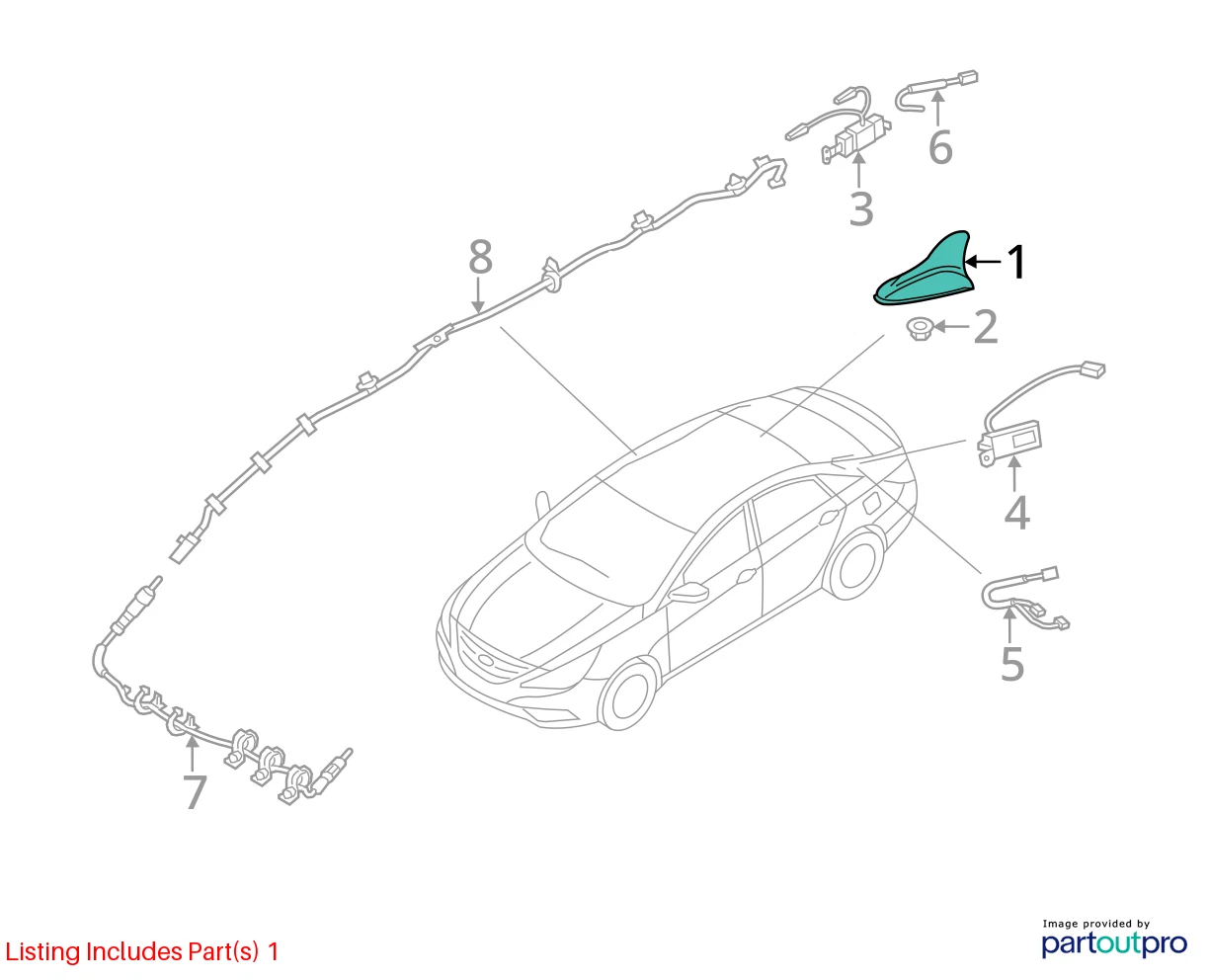 2011-2015 HYUNDAI SONATA ROOF MOUNT SHARK FINN ANTENNA 96250-3Q000SV OEM