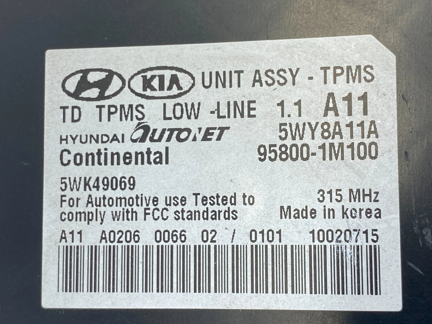 2010-2013 KIA FORTE TIRE PRESSURE MONITOR CONTROL MODULE UNIT COMPUTER TPMS