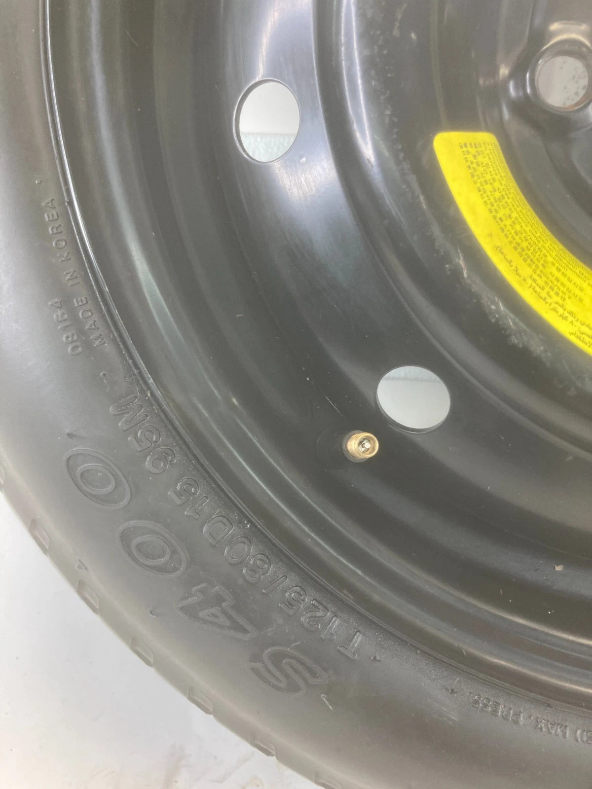 2010-2013 KIA FORTE KIA FORTE EMERGENCY SPARE TIRE DONUT WHEEL T125/80D15 95M
