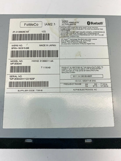 2011-2013 VOLVO S60 RADIO SINGLE DISC RECEIVER CD PLAYER UNIT 31358282AA OEM