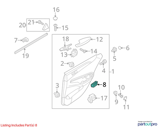2011-2014 HYUNDAI SONATA FRONT RIGHT SIDE INTERIOR DOOR HANDLE 82620-3S000