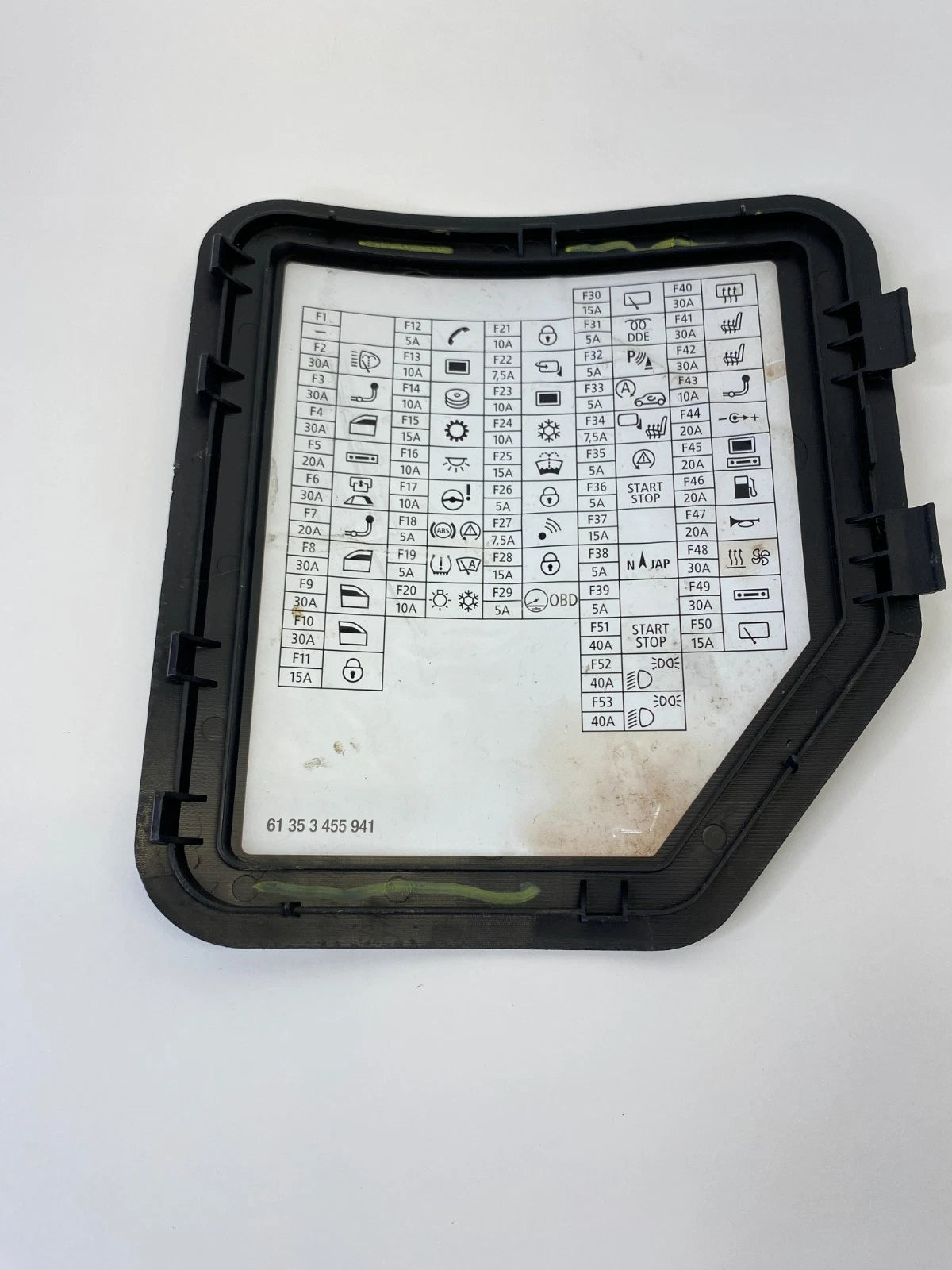 07-13 MINI COOPER INTERIOR GLOVE BOX FUSE PANEL ACCESS COVER LID 61353455941 OEM
