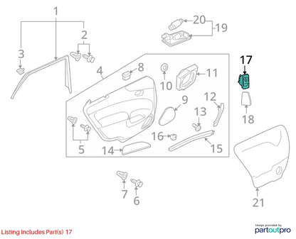 2006 2007 2008 2009 SAAB 9-5 95 REAR RIGHT SIDE WINDOW BUTTON SWITCH 12755559
