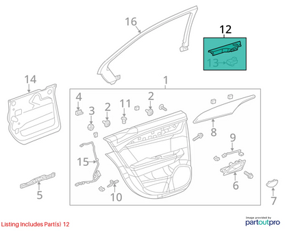 2013-2016 CADILLAC ATS REAR RIGHT DOOR WINDOW SWITCH BEZEL TRIM 23181530 OEM