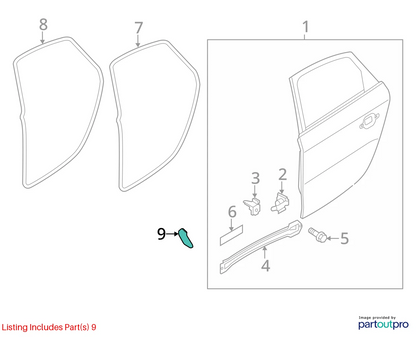 2009-2016 AUDI A4 REAR RIGHT BACK SIDE DOOR SEAL BRACKET COVER TRIM 8K0839060