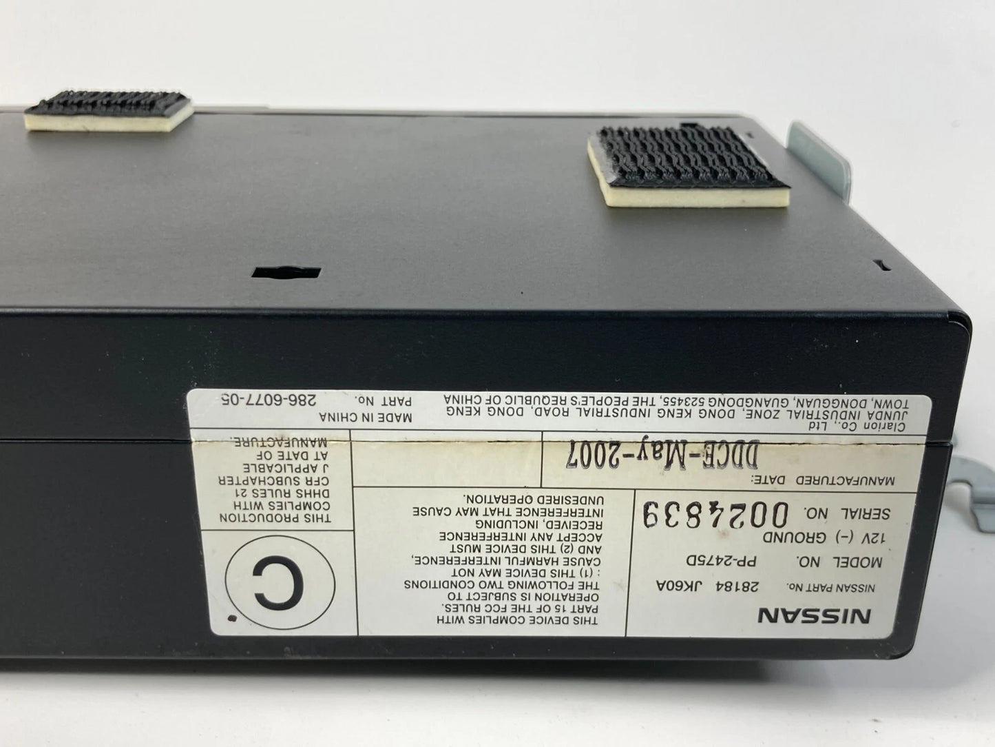 2007 2008 INFINITI G35 SEDAN TRUNK MOUNTED 6 DISC CD CHANGER PLAYER 28184-JK60A