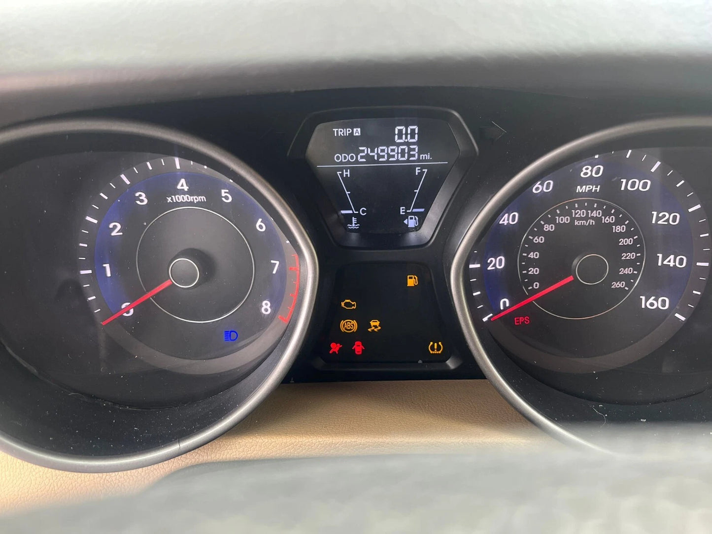 2012 Hyundai Elantra A/T Dash Instrument Cluster Speedometer 249.903 Miles OEM