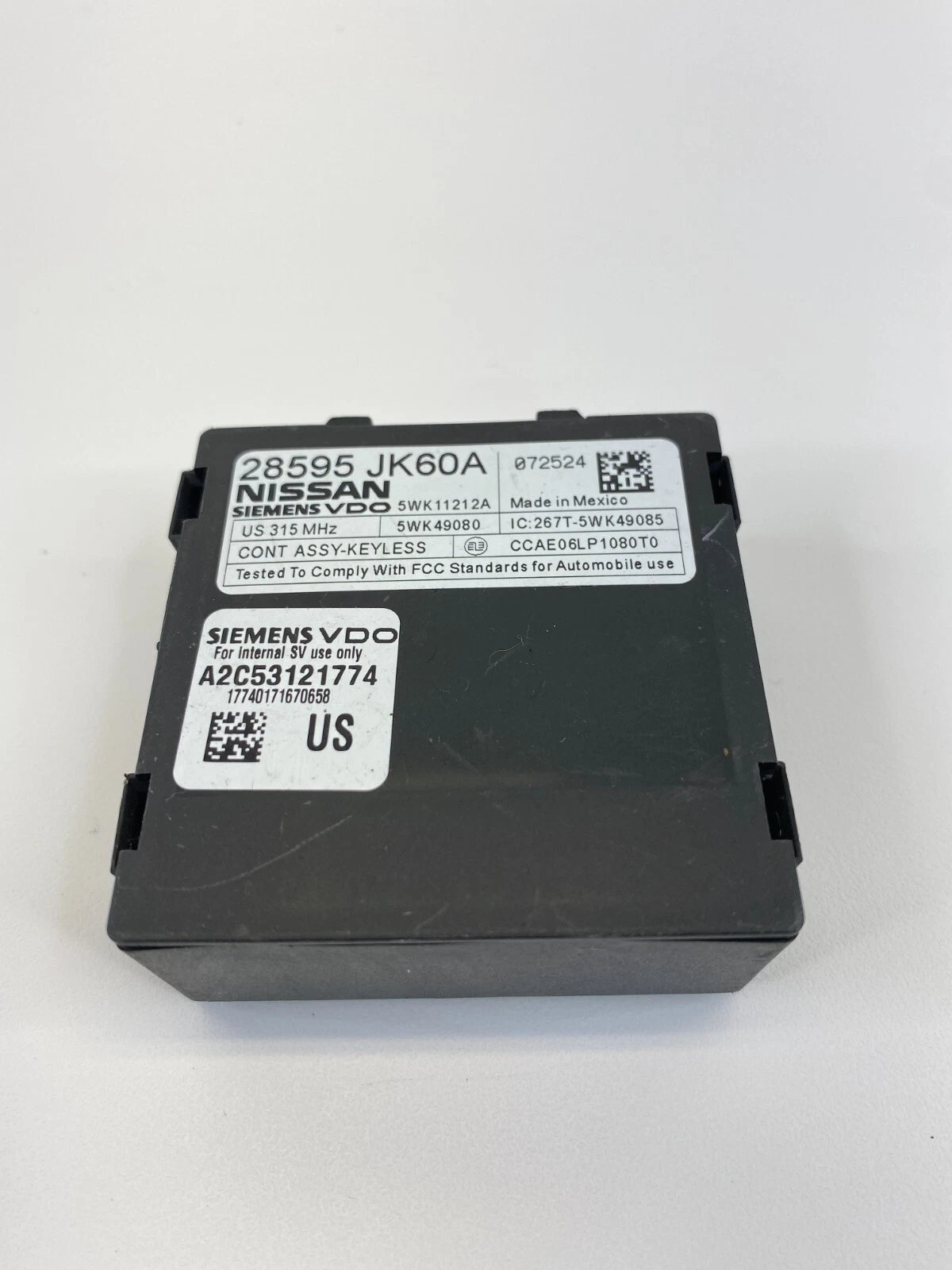 07 08 INFINITI G35 08-13 G37 ANTI THEFT KEYLESS CONTROL MODULE UNIT 28595-JK60A