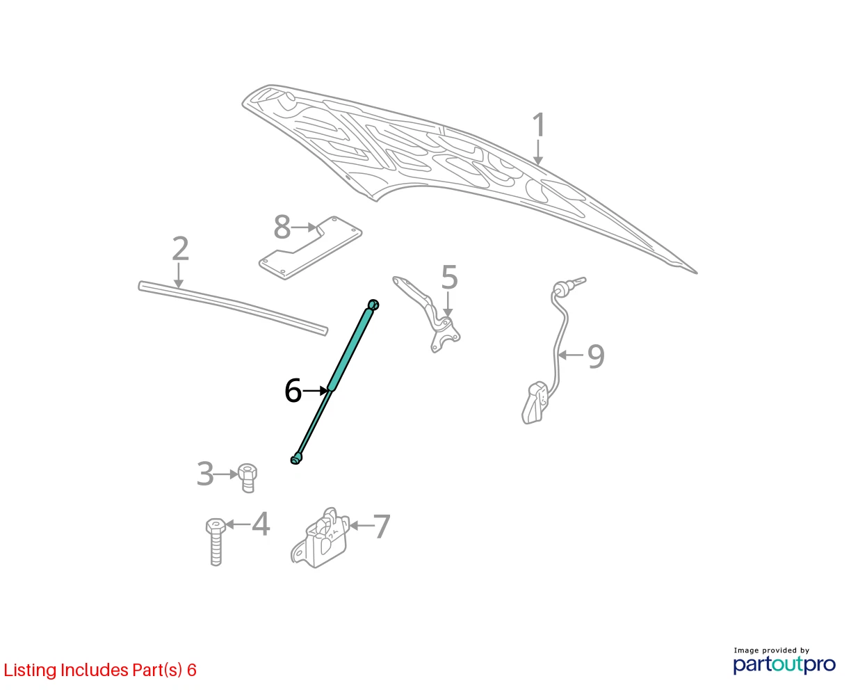 2000-2002 DODGE INTREPID RIGHT HOOD HINGE LIFT SUPORTS STRUT SHOCK 4580770AD