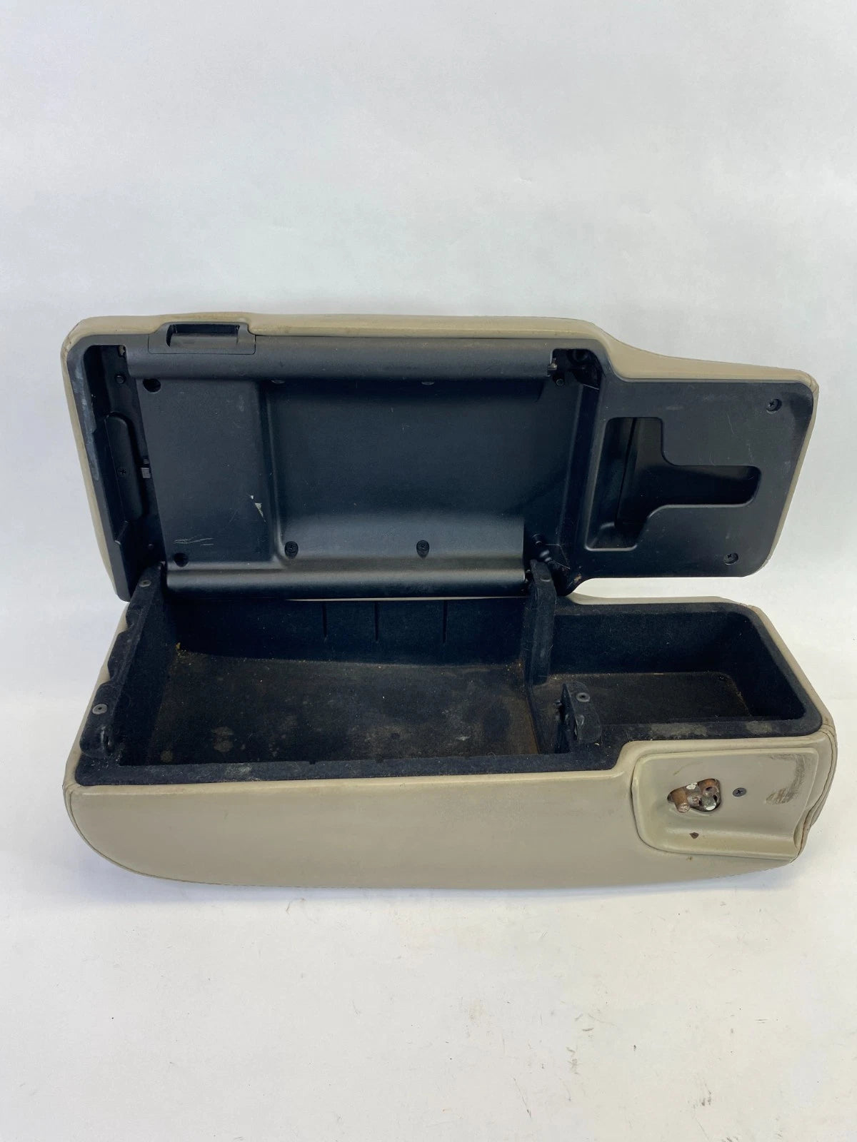 2003-2011 LINCOLN TOWN CAR CENTER CONSOLE ARMREST COVER LID W/ STORAGE TAN OEM
