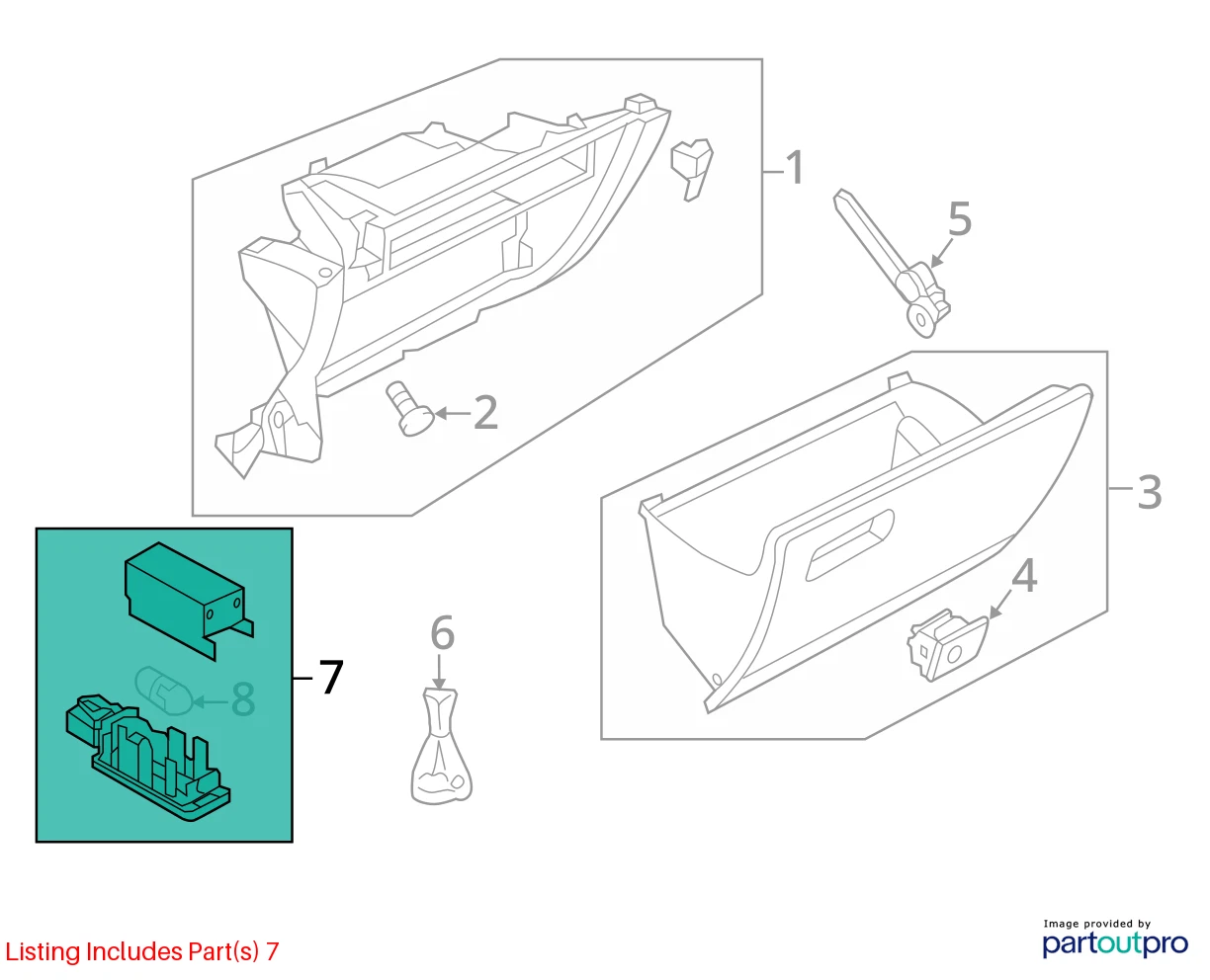 2007-2018 VW VOLKSWAGEN JETTA INNER COUTESY LIGHT GLOVE BOX LAMP 7L0947415 OEM
