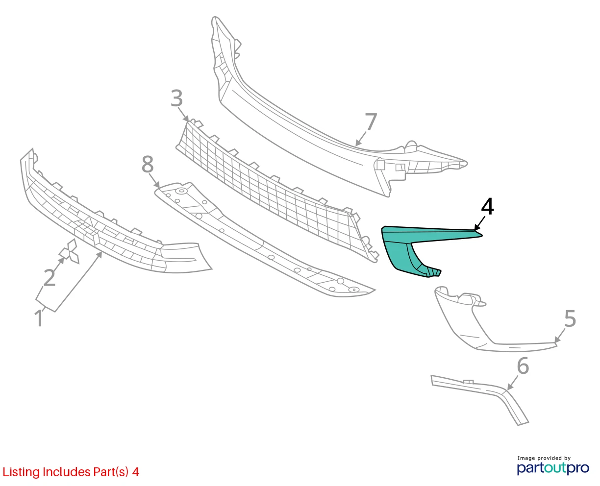 2016-2019 MITSUBISHI OUTLANDER SPORT FRONT LEFT BUMPER MOLDING GARNISH 6407A169